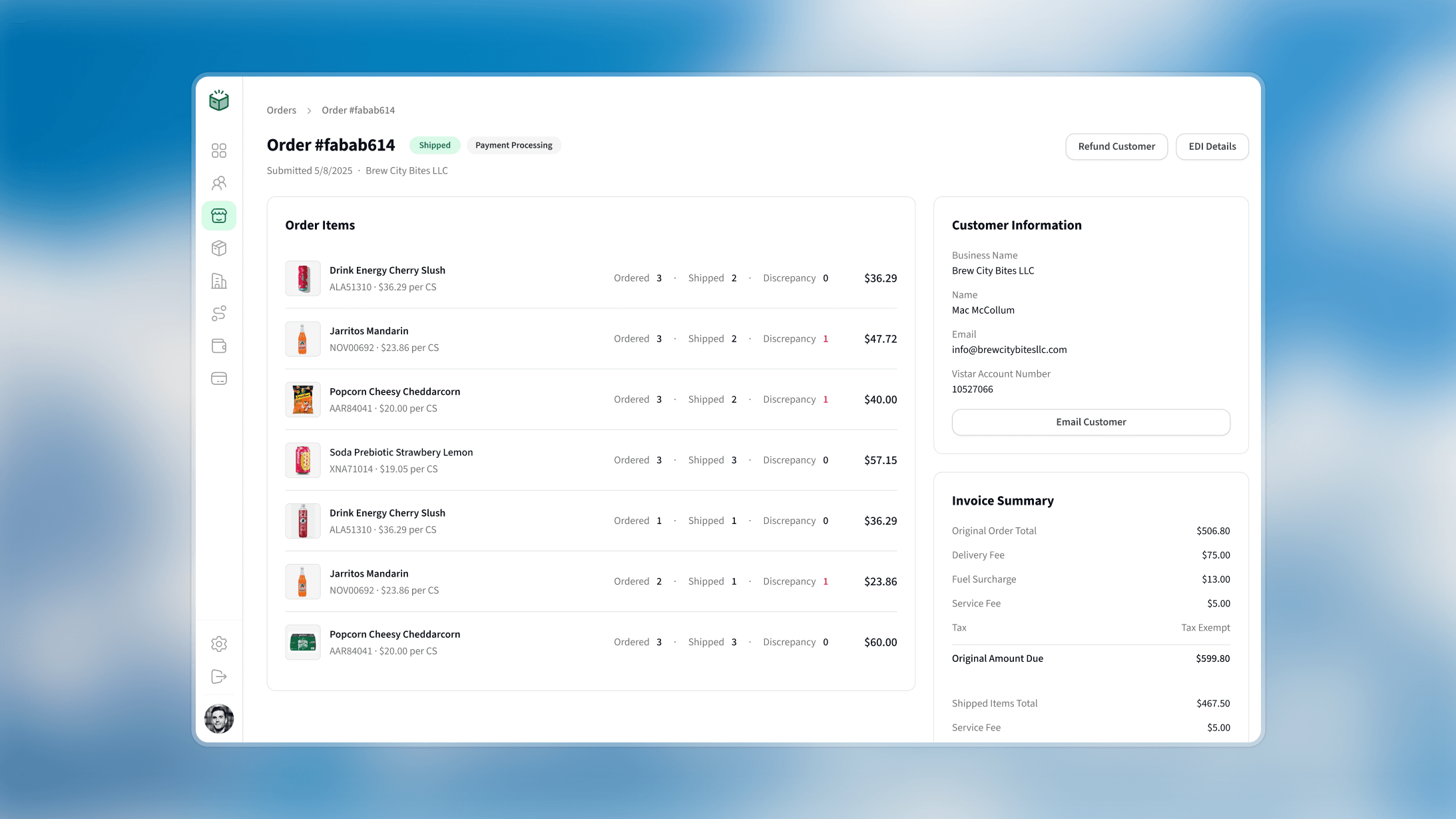 Customer Account Details